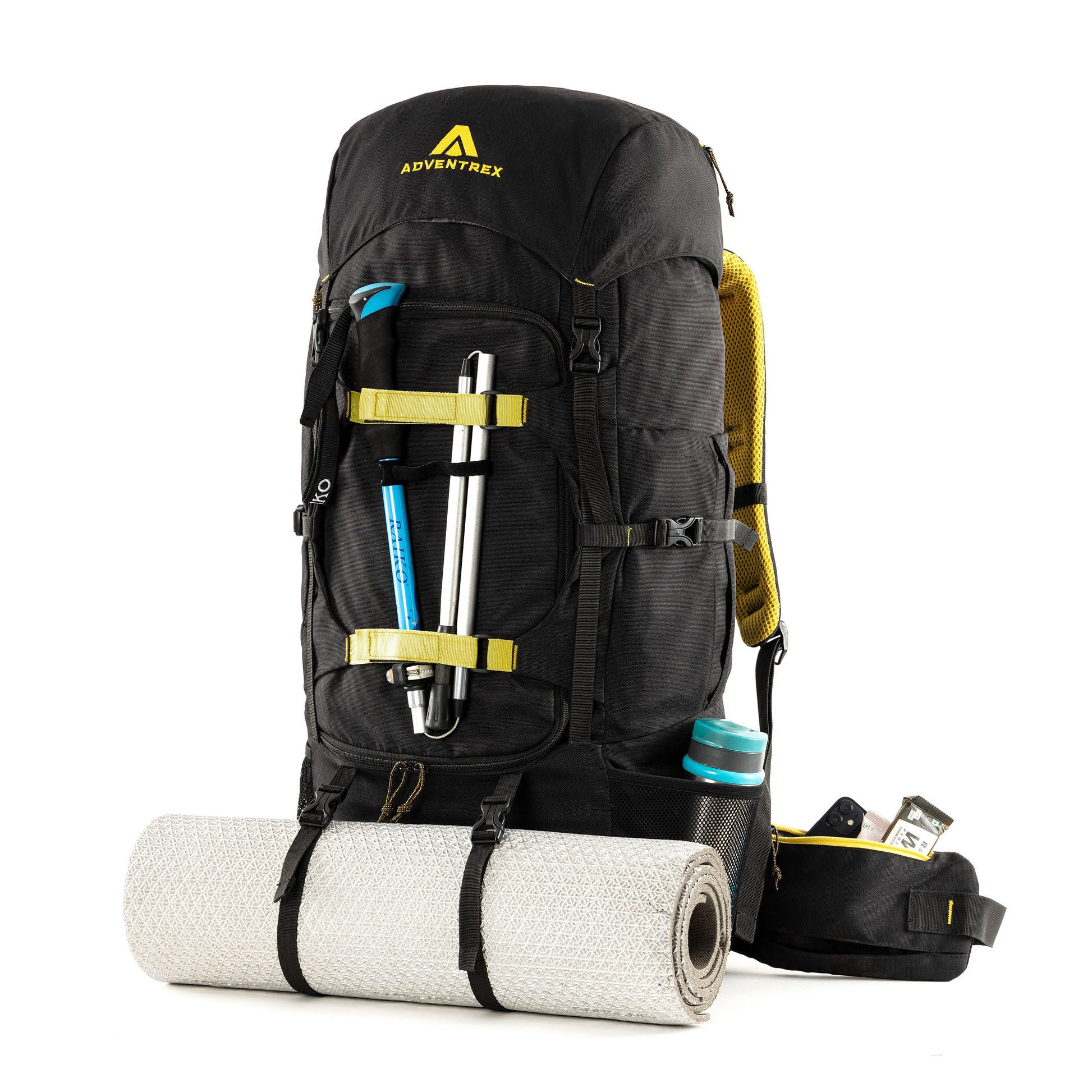 Channel 80 Litre Front Opening Rucksack for Travelling and Hiking (Black)