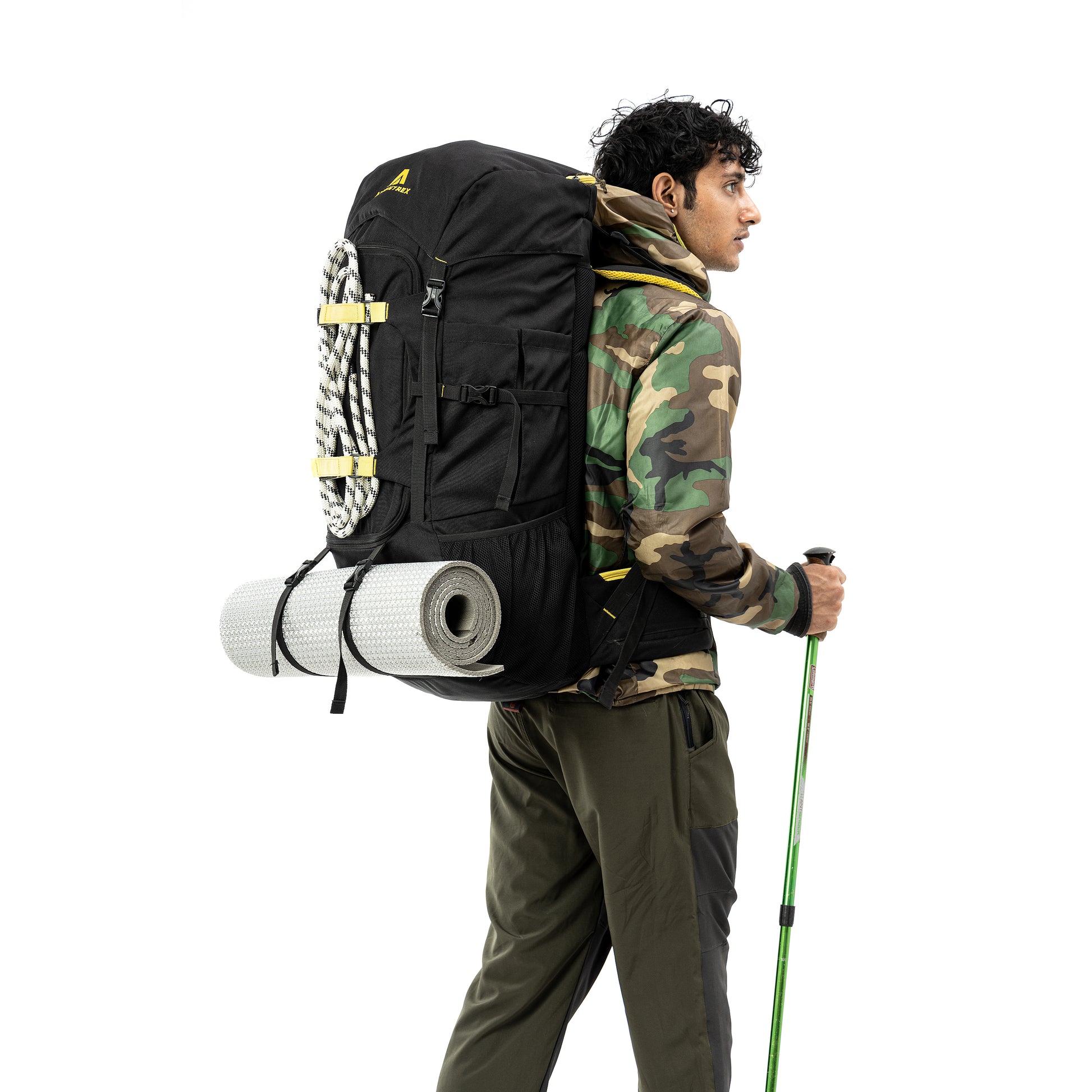 80 litre hiking backpack Channel 80 Litre Front Opening Rucksack for Travelling and Hiking (Bla – Adventrex